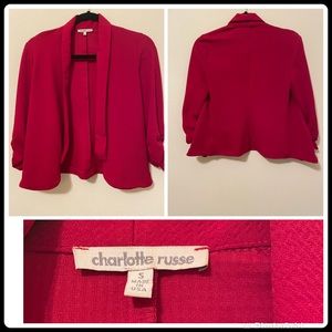 It’s Charlotte Russe brand blazer in a size small.It’s fits perfect to the body